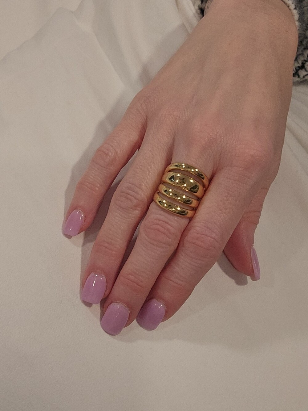 NWT Gold Plated Multi-Band Statement Ring | Chunky Dome Cocktail Ring